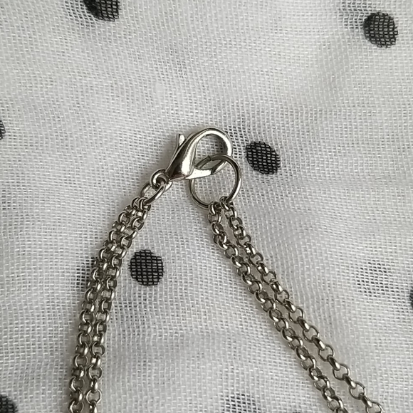 Aldo double stranded long silver leaf necklace - Picture 2 of 5